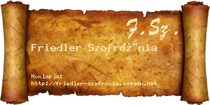 Friedler Szofrónia névjegykártya